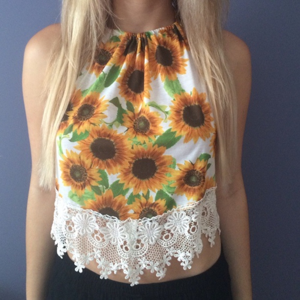 Urban Outfitters Sunflower Lace Cropped Top